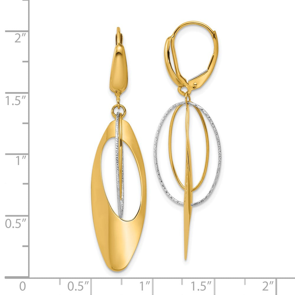 14K Bicolor Poliert / Diamant Schliff Hängend Ohrhänger mit Brisur