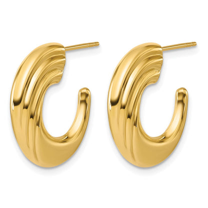 14K Gelbgold Poliert und Gerillt J Creole Ohrstecker