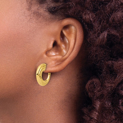 14K Gelbgold Poliert und Gerillt J Creole Ohrstecker
