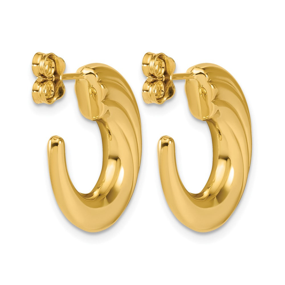 14K Gelbgold Poliert und Gerillt J Creole Ohrstecker