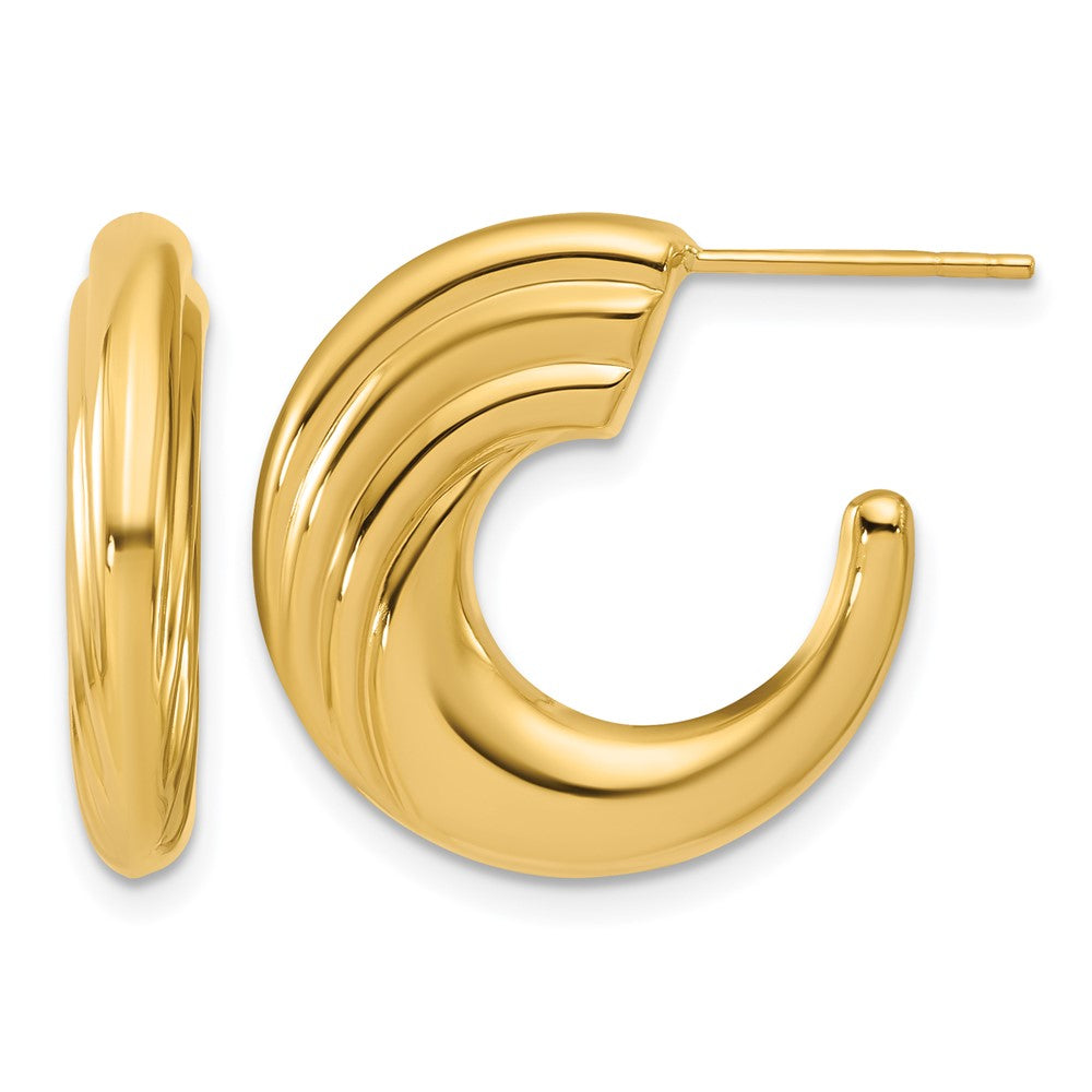 14K Gelbgold Poliert und Gerillt J Creole Ohrstecker