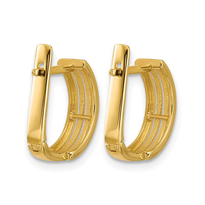 14K Gelbgold Poliert und Gerillt Klappbar Creolen