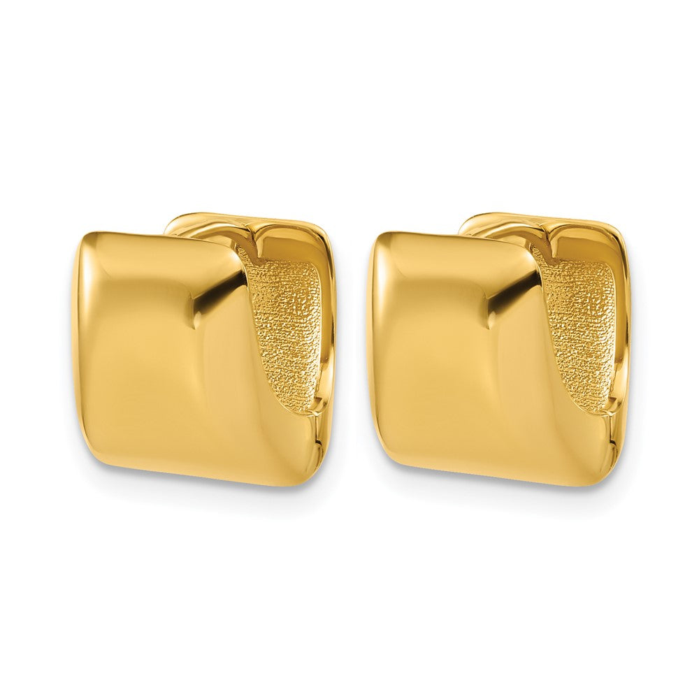 14K Gelbgold Poliert Puff Quadratisch Klappbar Creolen