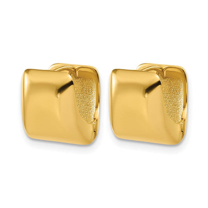 14K Gelbgold Poliert Puff Quadratisch Klappbar Creolen