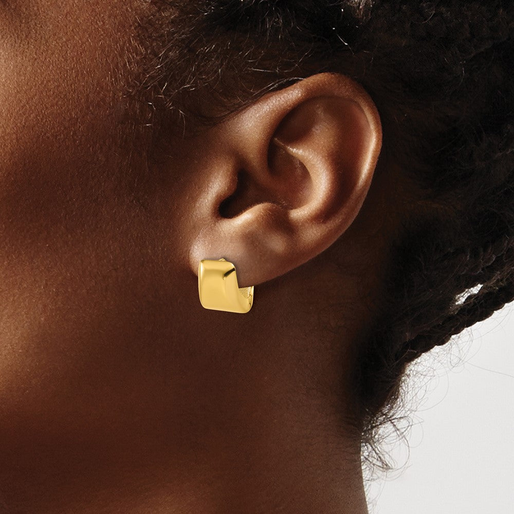 14K Gelbgold Poliert Puff Quadratisch Klappbar Creolen