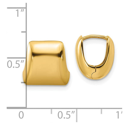 14K Gelbgold Poliert Puff Quadratisch Klappbar Creolen