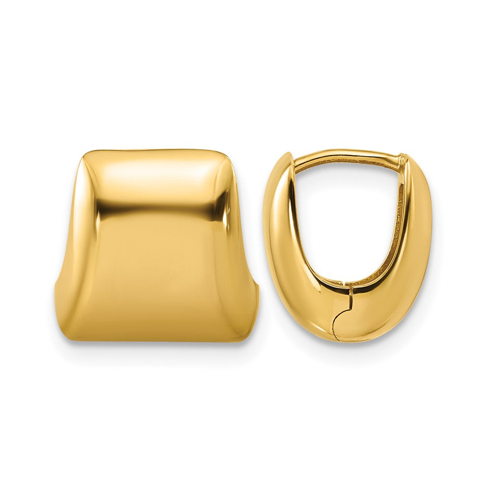 14K Gelbgold Poliert Puff Quadratisch Klappbar Creolen