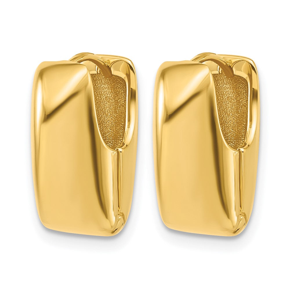 14K Gelbgold Poliert Puff Oval Klappbar Creolen