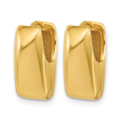 14K Gelbgold Poliert Puff Oval Klappbar Creolen