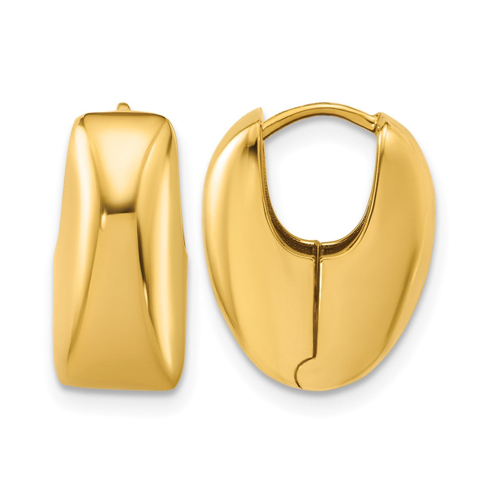 14K Gelbgold Poliert Puff Oval Klappbar Creolen