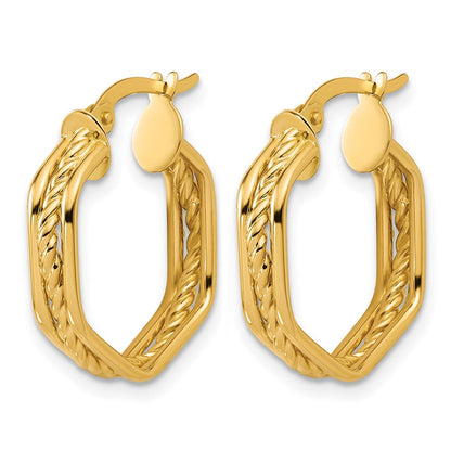 14K Gelbgold Poliert und Gedreht Creolen