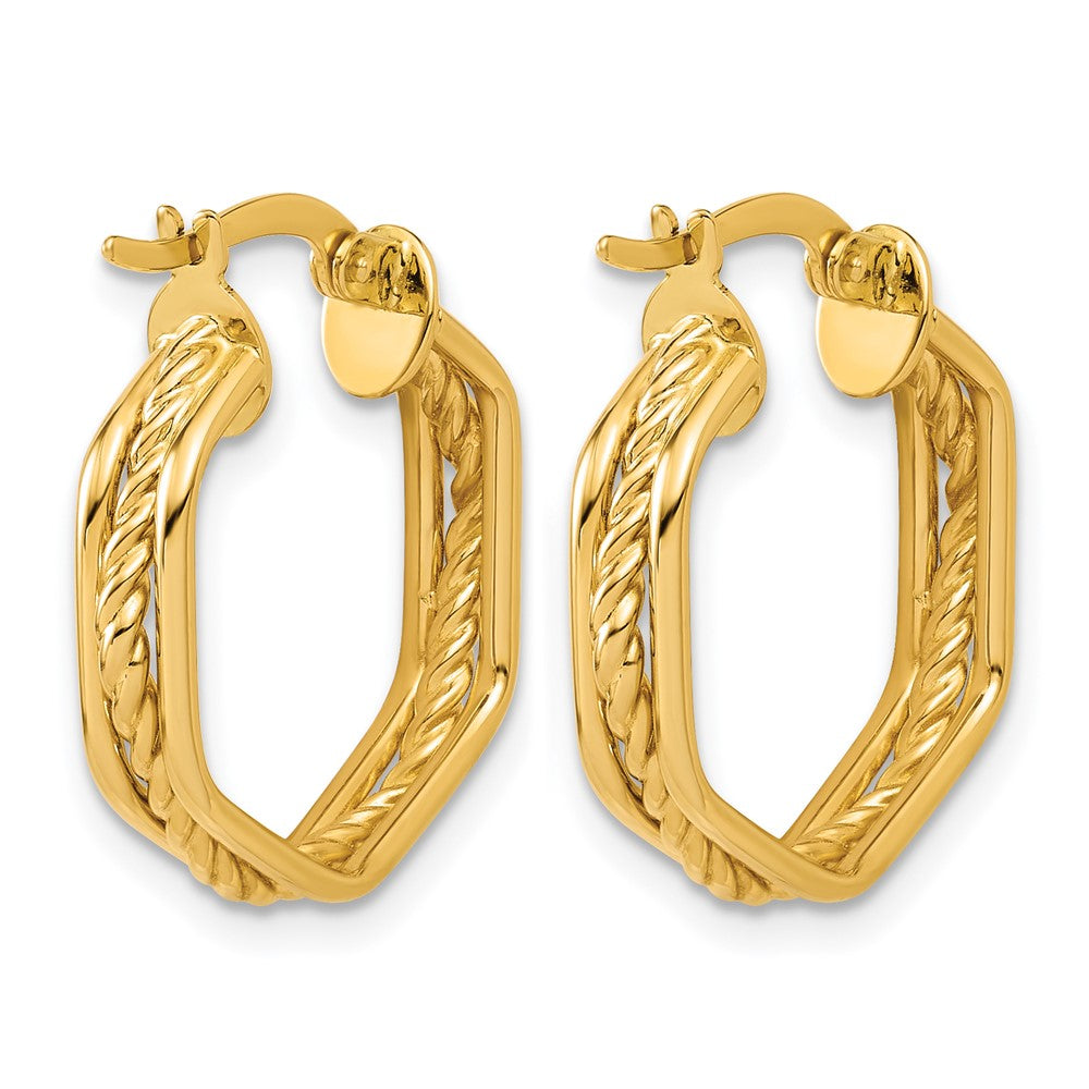 14K Gelbgold Poliert und Gedreht Creolen