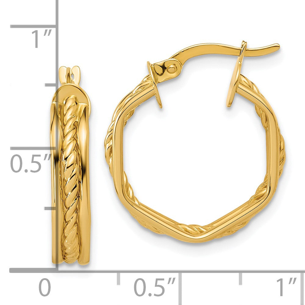 14K Gelbgold Poliert und Gedreht Creolen