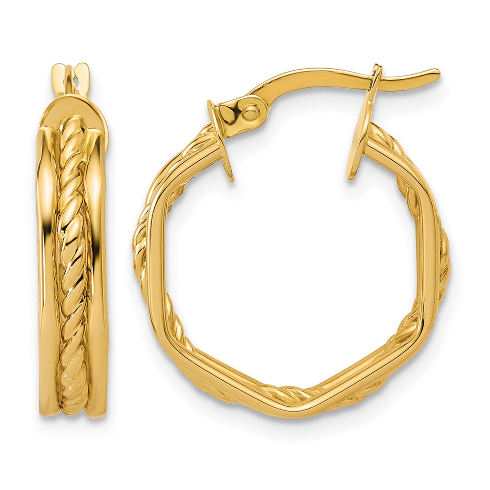 14K Gelbgold Poliert und Gedreht Creolen