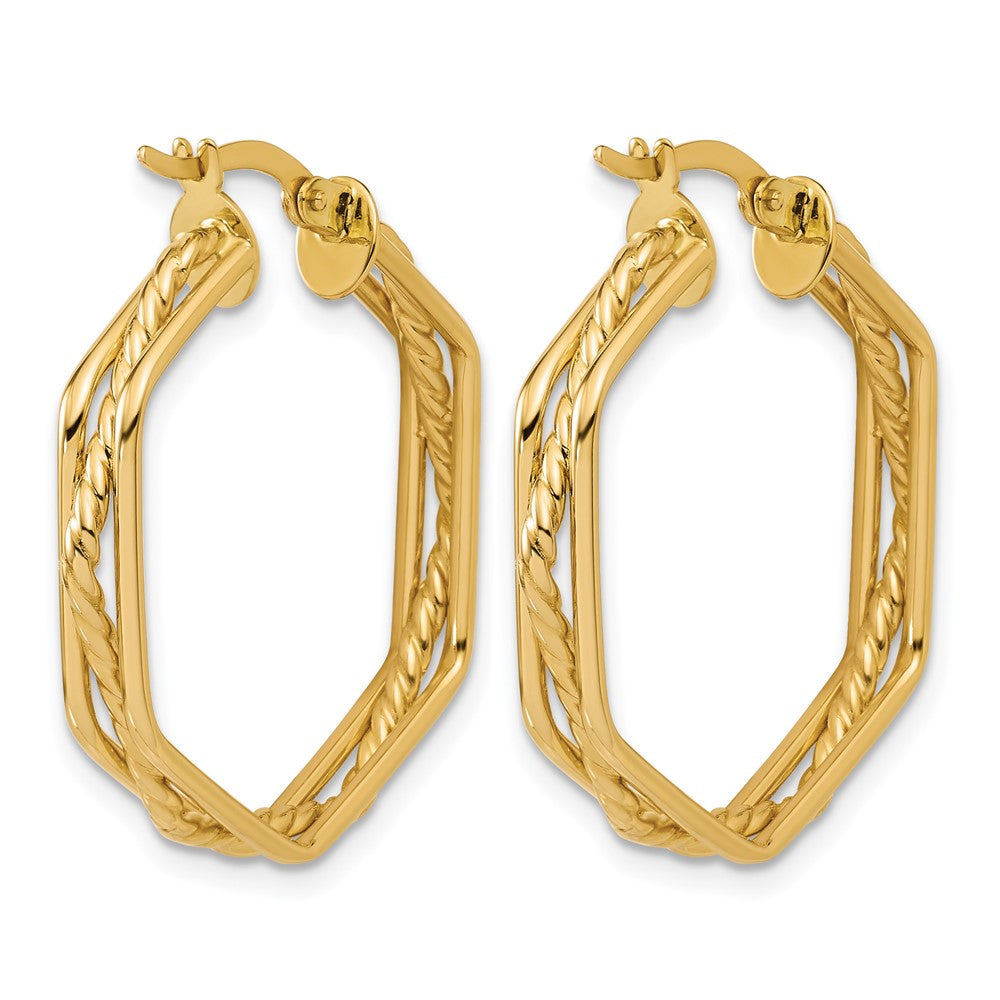 14K Gelbgold Poliert und Gedreht Creolen
