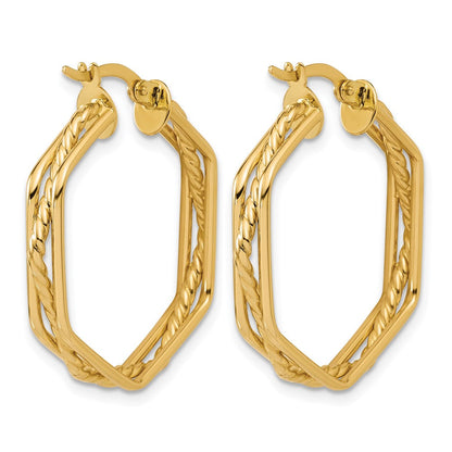 14K Gelbgold Poliert und Gedreht Creolen