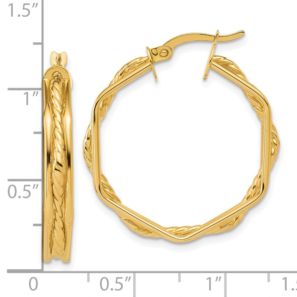 14K Gelbgold Poliert und Gedreht Creolen