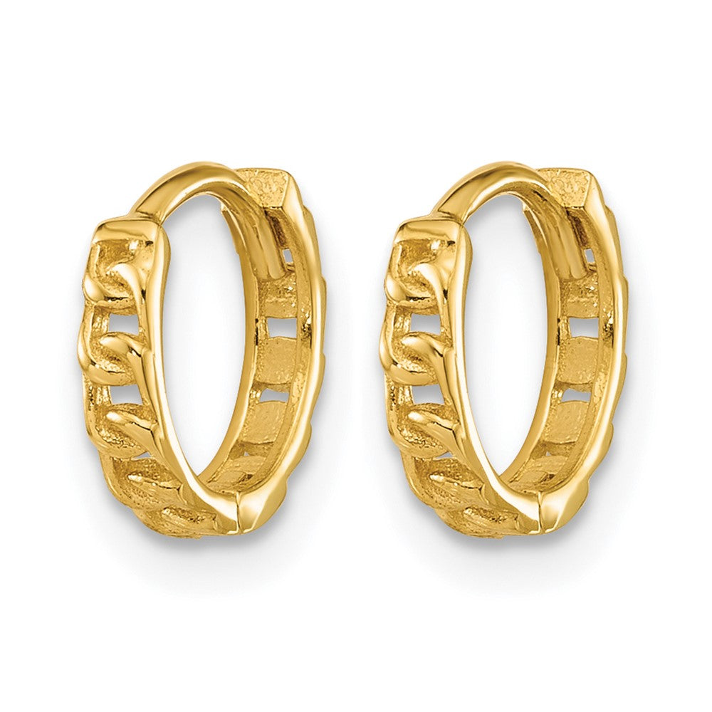 14K Gelbgold Poliert Panzer Glieder Rund Klappbar Creolen