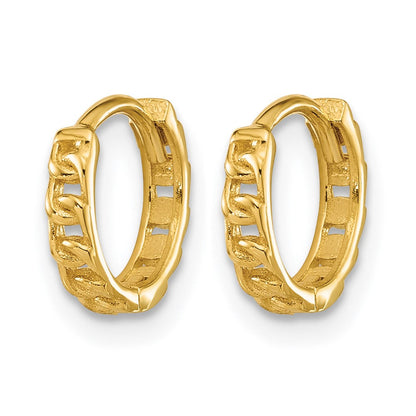 14K Gelbgold Poliert Panzer Glieder Rund Klappbar Creolen