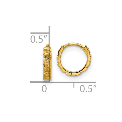 14K Gelbgold Poliert Panzer Glieder Rund Klappbar Creolen