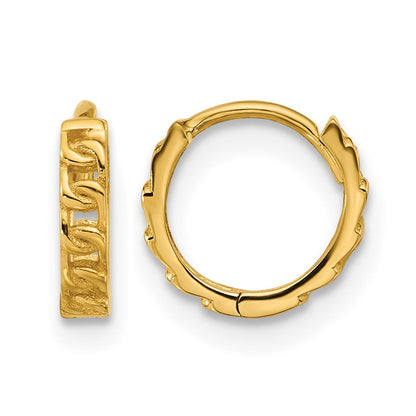 14K Gelbgold Poliert Panzer Glieder Rund Klappbar Creolen