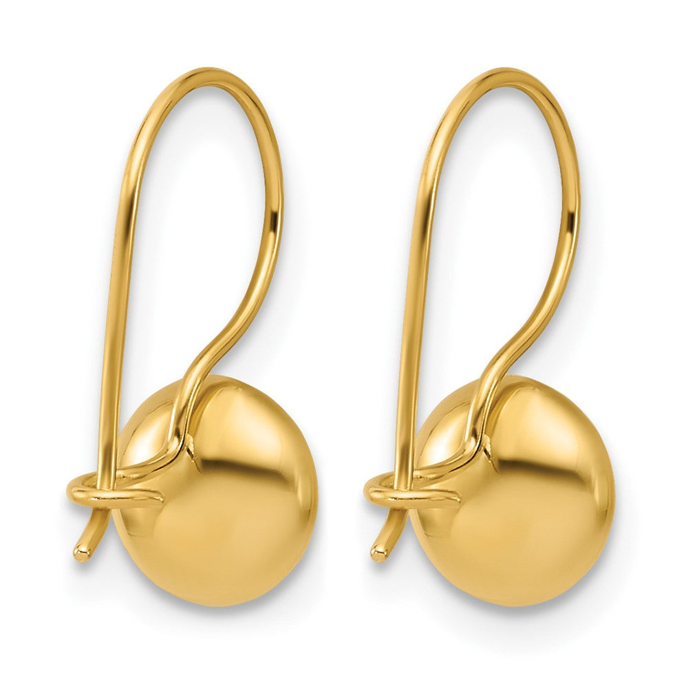 14K Gelbgold Poliert Tropfen Knopf Ohrringe
