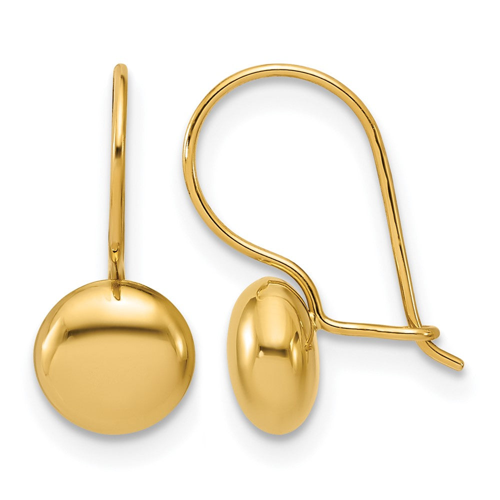14K Gelbgold Poliert Tropfen Knopf Ohrringe