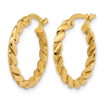 14K Gelbgold Poliert Gedreht Rund Creolen