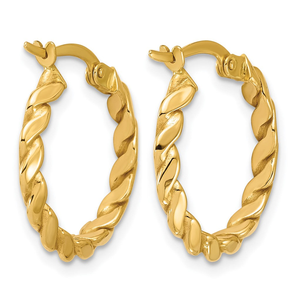 14K Gelbgold Poliert Gedreht Rund Creolen