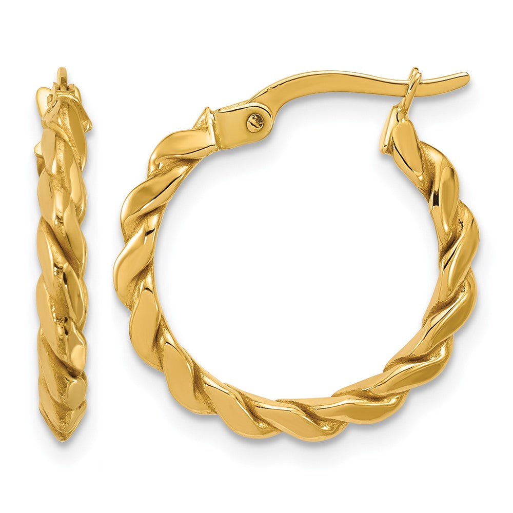 14K Gelbgold Poliert Gedreht Rund Creolen