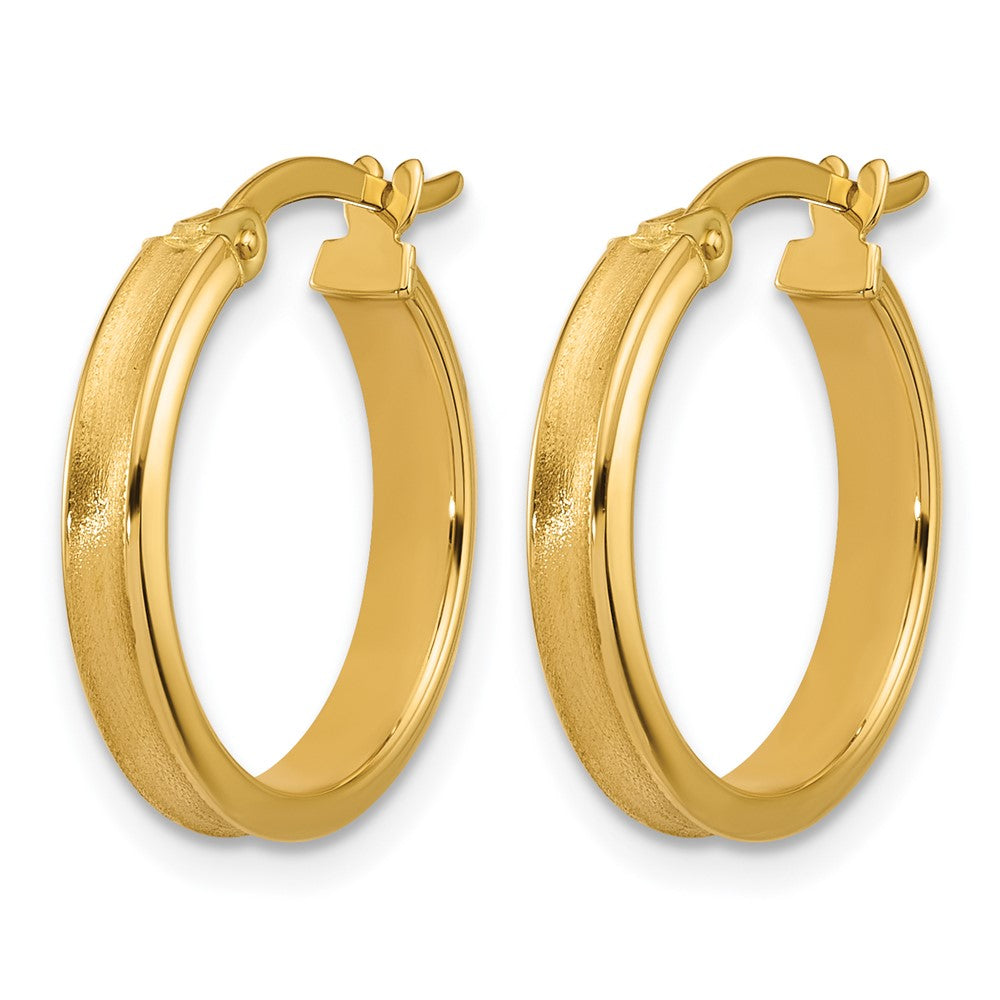 14K Gelbgold Poliert und Satiniert Rund Creolen