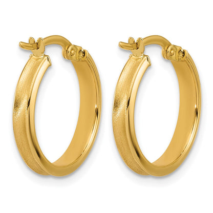 14K Gelbgold Poliert und Satiniert Rund Creolen
