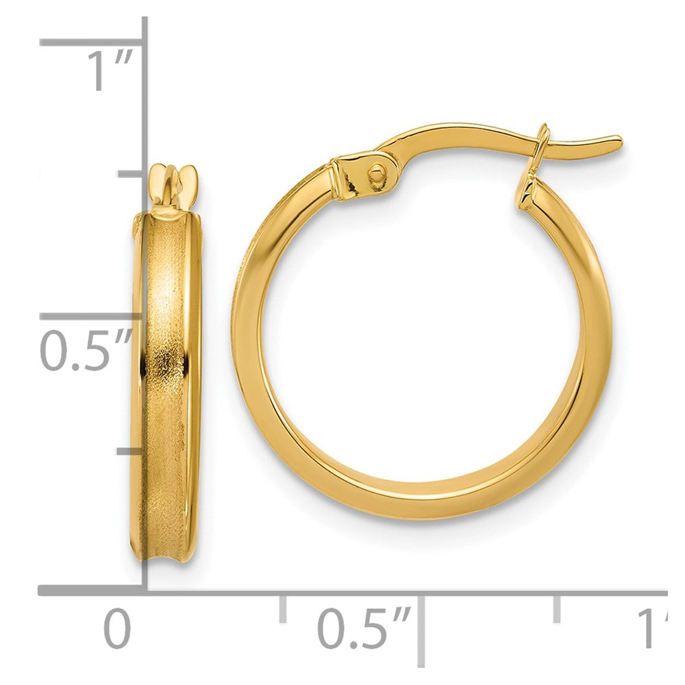 14K Gelbgold Poliert und Satiniert Rund Creolen