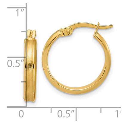 14K Gelbgold Poliert und Satiniert Rund Creolen