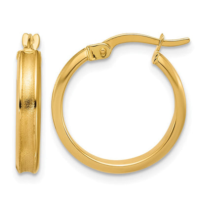 14K Gelbgold Poliert und Satiniert Rund Creolen
