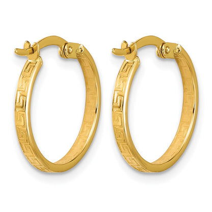 14K Gelbgold Poliert Greek Key Rund Creolen
