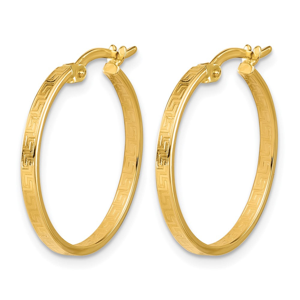 14K Gelbgold Poliert Greek Key Rund Creolen