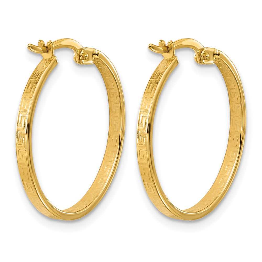 14K Gelbgold Poliert Greek Key Rund Creolen