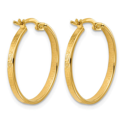 14K Gelbgold Poliert Greek Key Rund Creolen