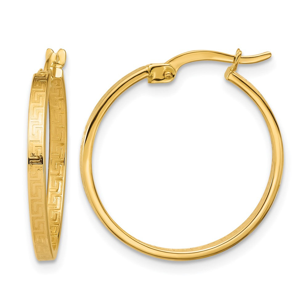 14K Gelbgold Poliert Greek Key Rund Creolen