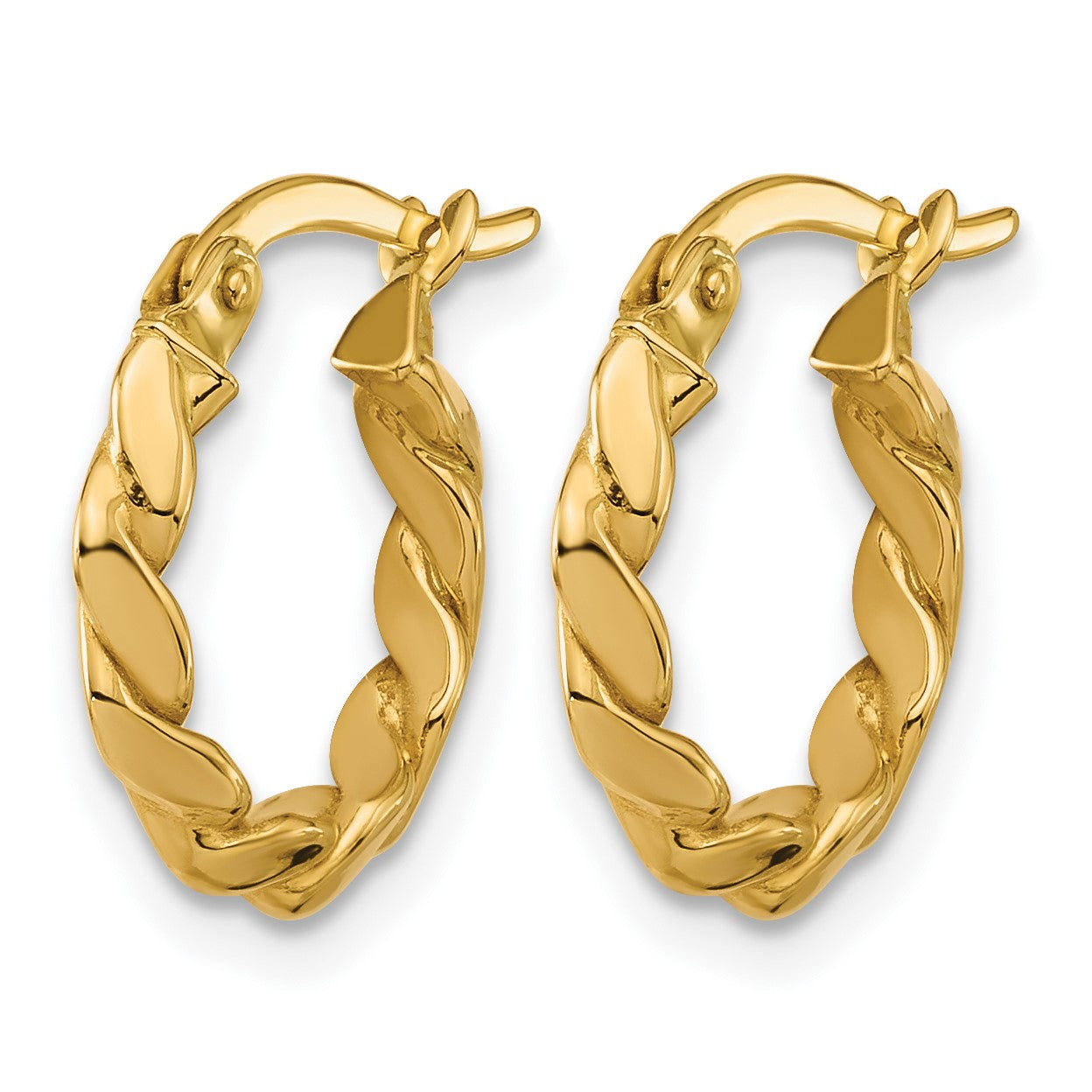 14K Gelbgold Poliert Gedreht Rund Creolen