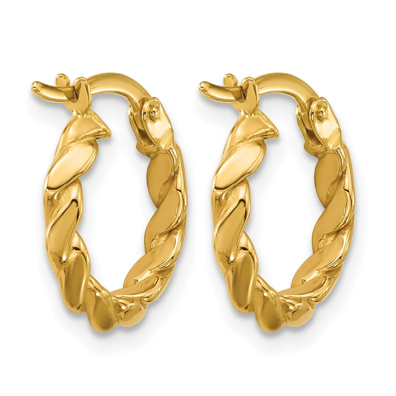 14K Gelbgold Poliert Gedreht Rund Creolen