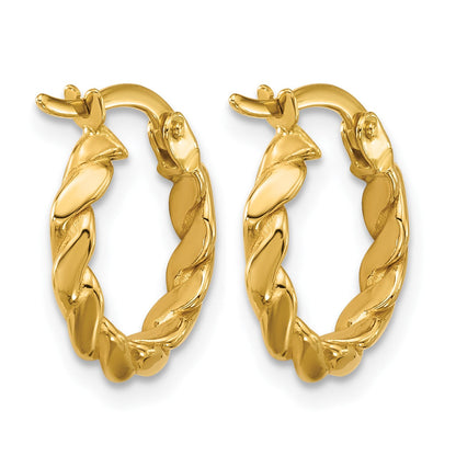 14K Gelbgold Poliert Gedreht Rund Creolen