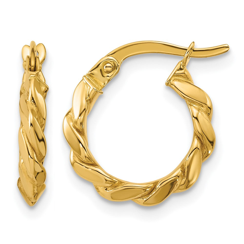 14K Gelbgold Poliert Gedreht Rund Creolen