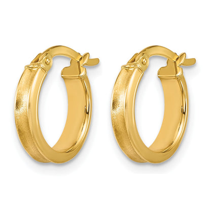 14K Gelbgold Poliert und Satiniert Rund Creolen