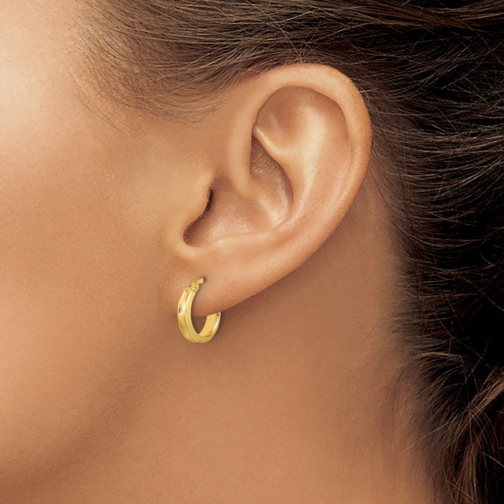 14K Gelbgold Poliert und Satiniert Rund Creolen