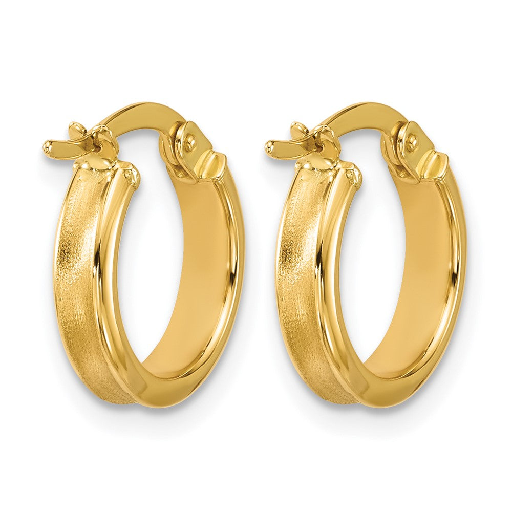 14K Gelbgold Poliert und Satiniert Rund Creolen