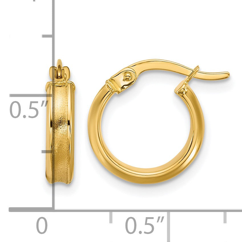 14K Gelbgold Poliert und Satiniert Rund Creolen