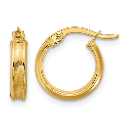14K Gelbgold Poliert und Satiniert Rund Creolen