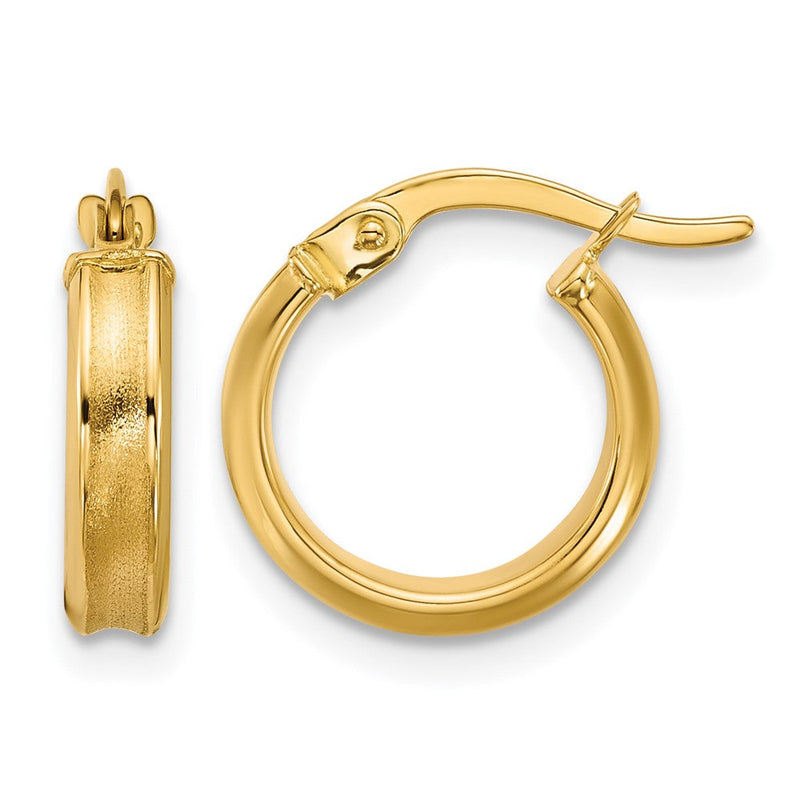 14K Gelbgold Poliert und Satiniert Rund Creolen